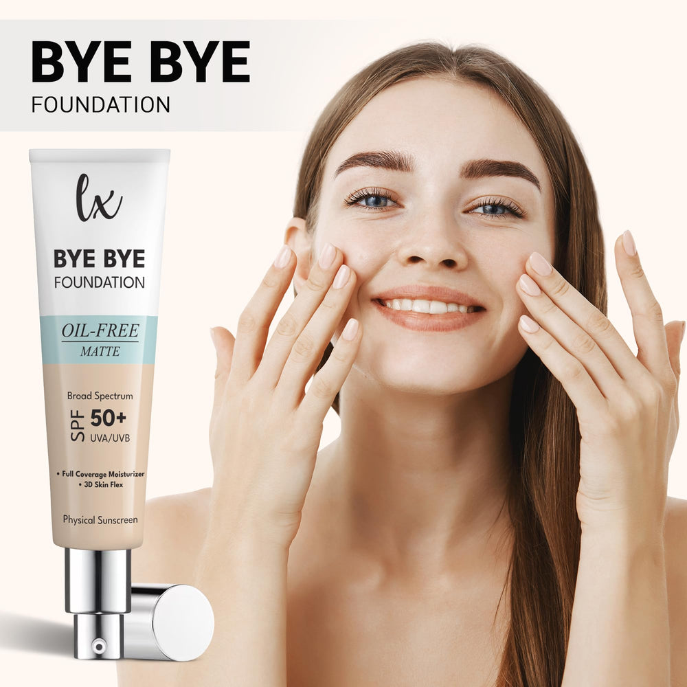 Lx Blend Bye Bye Fondo Mate muestra tono medio en piel para ver natural.
