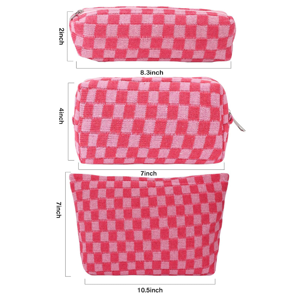 Bolsa LYDZTION con patrón cuadros rosa y cierre metálico.