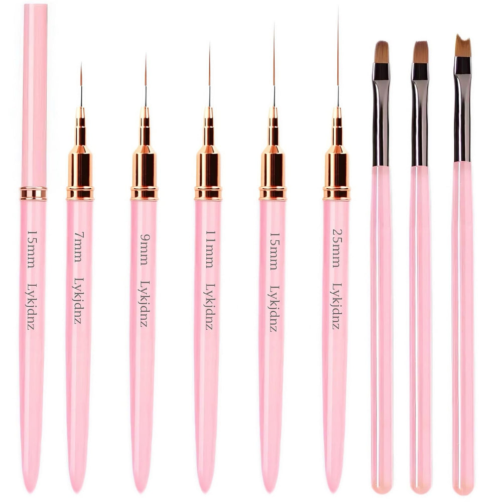 Pinceles Lykjdnz para arte de uñas: conjunto completo de 8 piezas