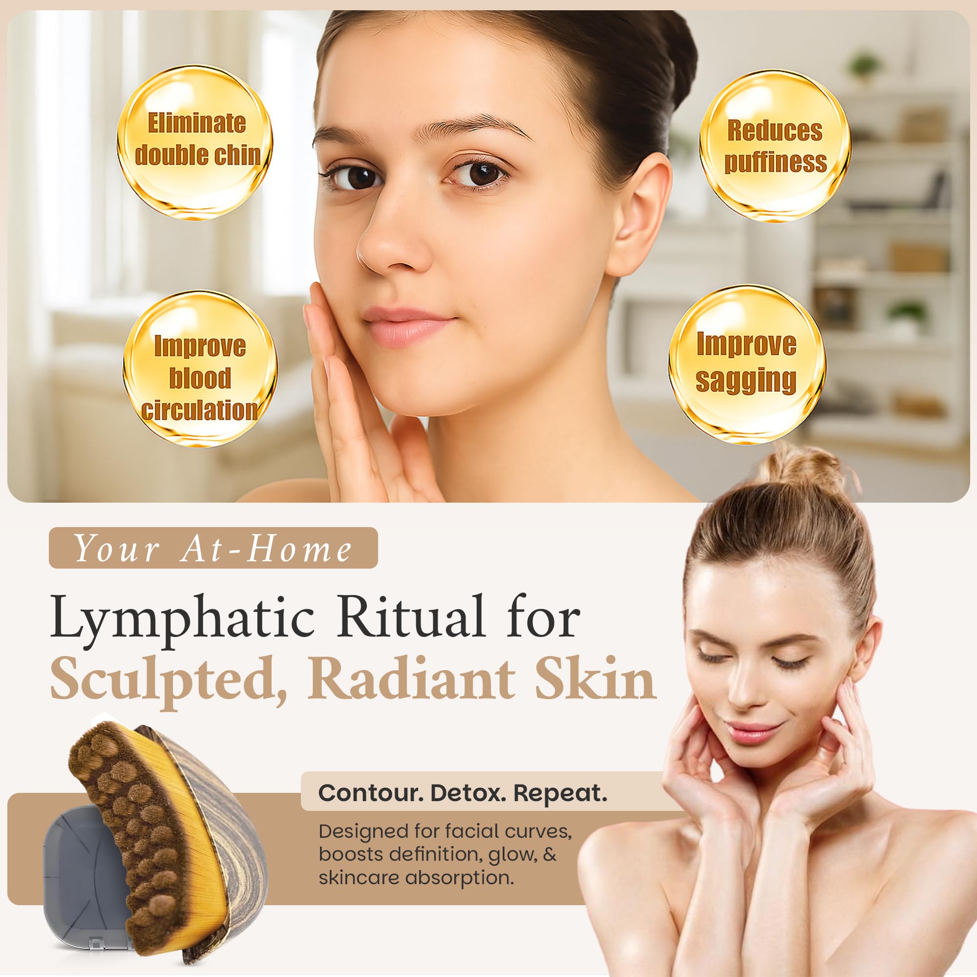 Cepillo de Contorno Linfático para el rostro: limpieza rápida y cómoda.
