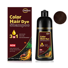 La botella de lymznus chocolate oscuro muestra el tinte de 500 ml para cubrir canas.