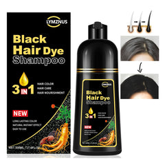 lymznus shampoo color negro canas: botella lista para coloración rápida.