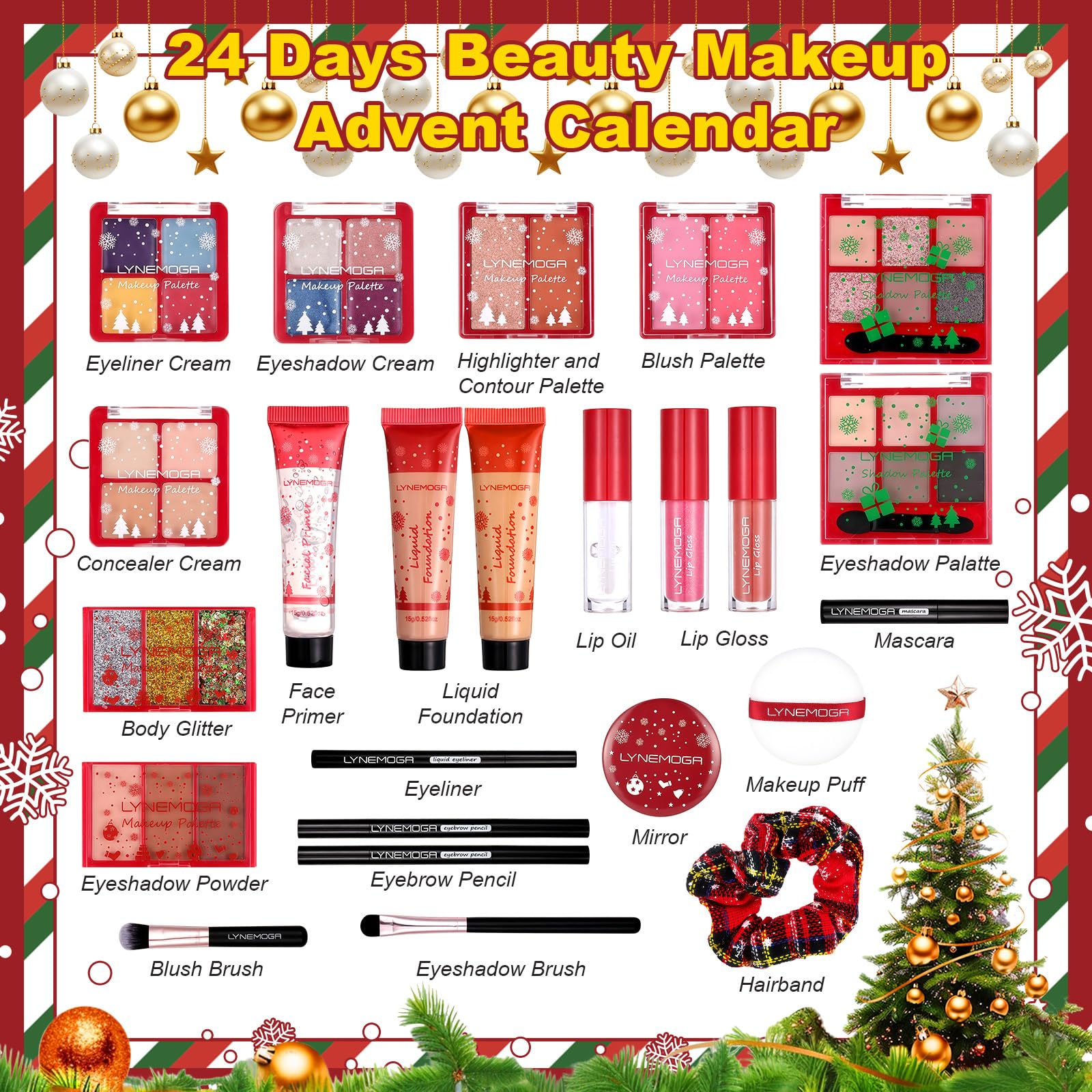 LYNEMOGA calendario adviento maquillaje 2025: brochas y accesorios para un ritual diario de belleza