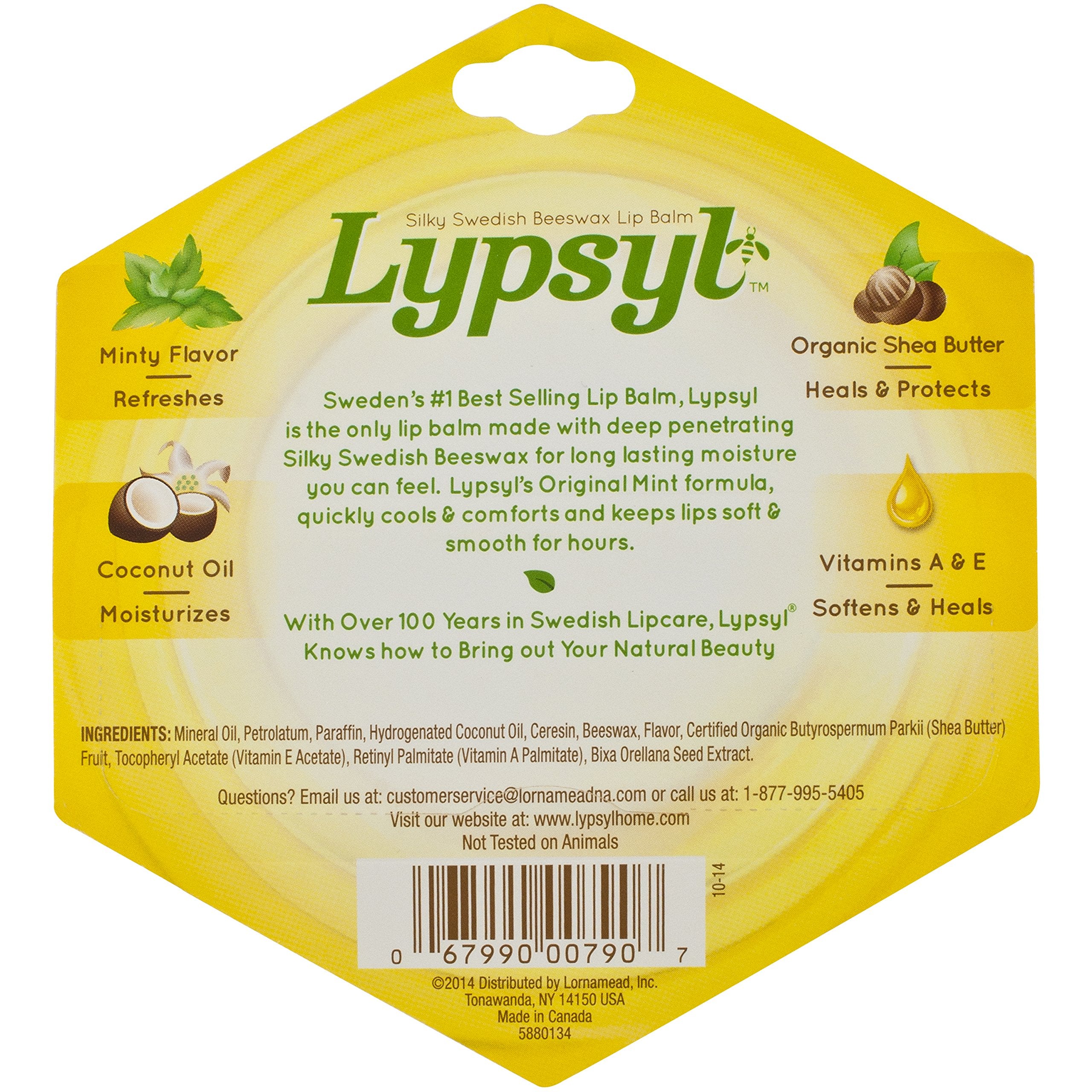 Lypsyl Intense Protection Original Mint lip balm packaging emphasizes vegan and cruelty-free appeal.