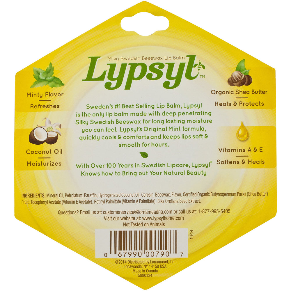 Lypsyl Intense Protection Original Mint lip balm packaging emphasizes vegan and cruelty-free appeal.