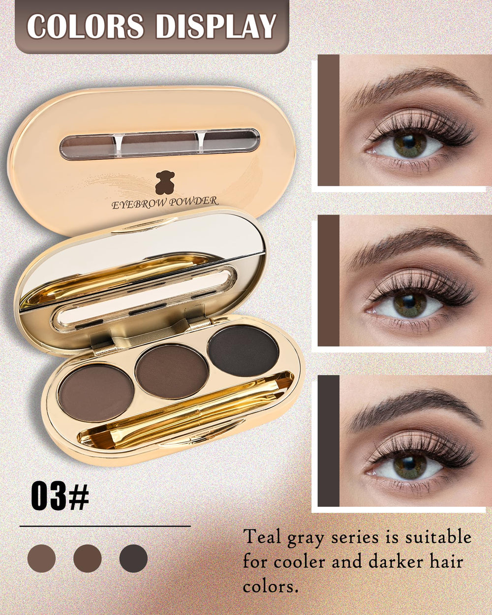 LYSdefeu Brow Kit Built-in Mirror enables precise brow application on the go.
