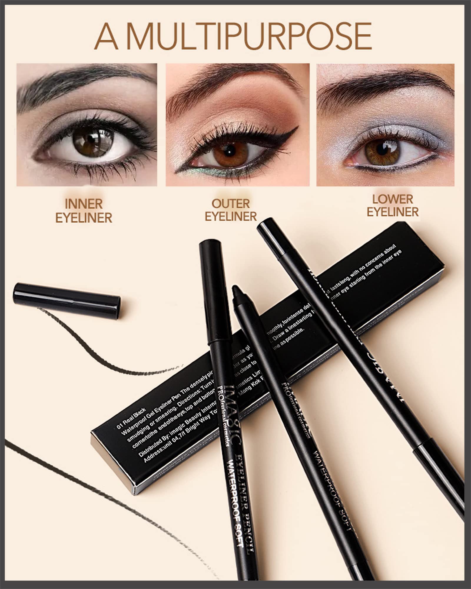 Delineador gel negro LYSdefeu adecuado para piel sensible