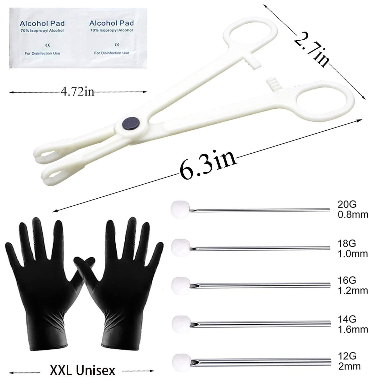 Lyuxzad agujas de piercing 12G–20G para múltiples opciones seguras.