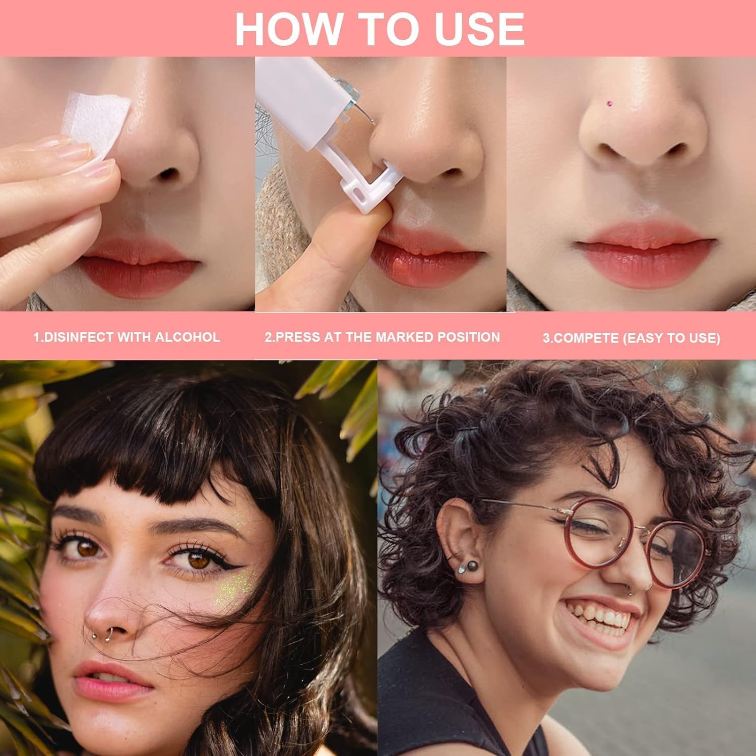 Lyuxzad herramientas de limpieza para perforación nasal seguras y limpias.