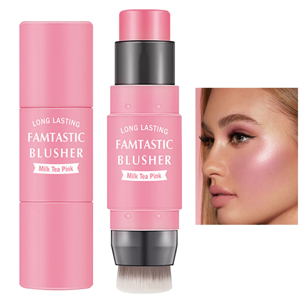 LZYLLS blush stick crema con brocha: aplicación rápida y acabado natural.
