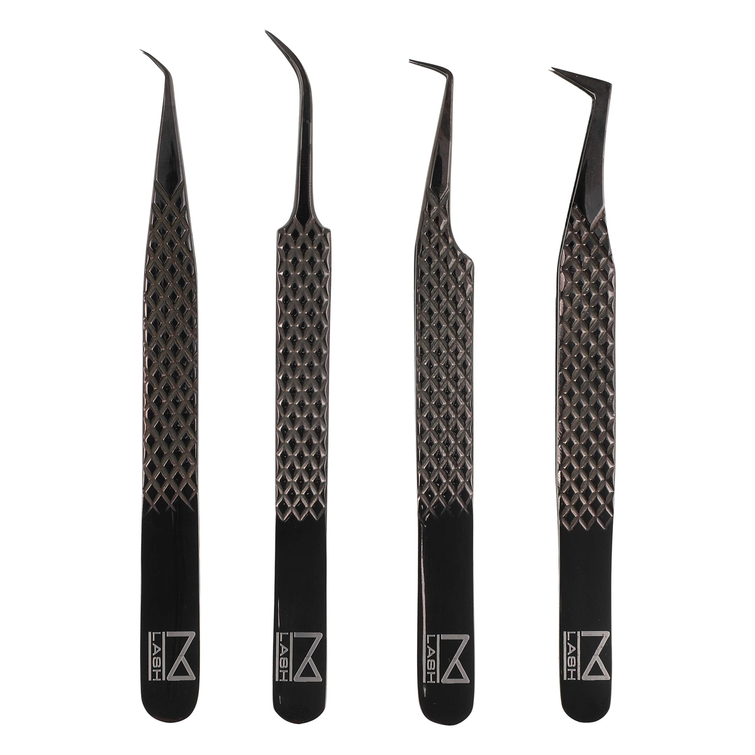 Tijeras M LASH con punta de fibra para extensiones, precisión en pestañas.