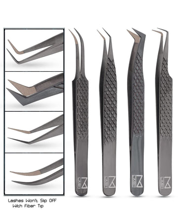 Set de 4 tijeras M LASH para extensiones de pestañas, uso profesional.