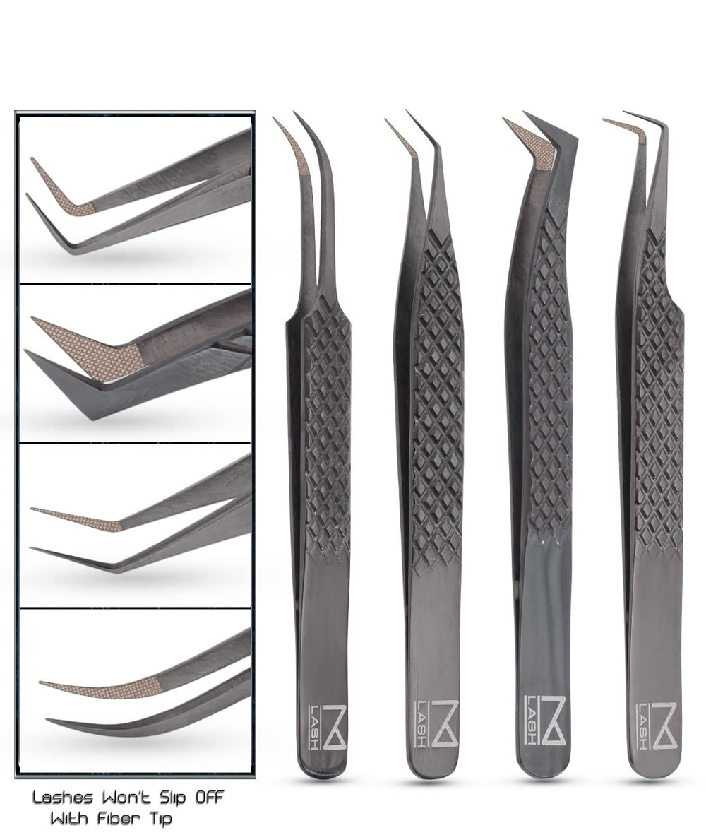 Set de 4 tijeras M LASH para extensiones de pestañas, uso profesional.