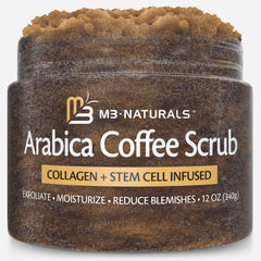 M3 Naturals Arabica coffee scrub bottle for deep exfoliation and glow