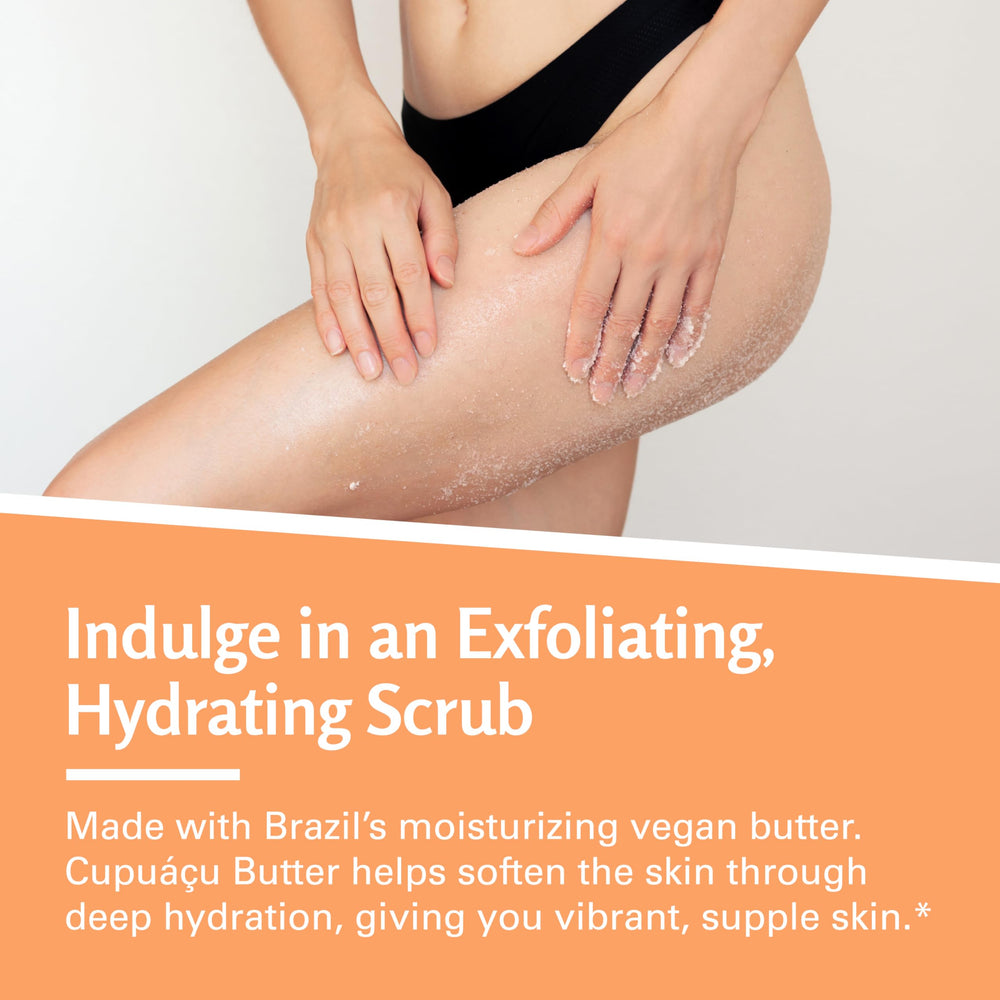 M3 Naturals Brazilian body scrub in shower, ready for routine exfoliation.