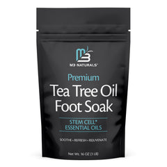 M3 Naturals remojo de pies con aceite de árbol de té para suavizar durezas.