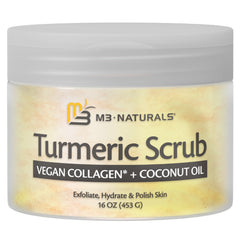 M3 Naturals turmeric scrub with coconut oil highlights skin hydration and nourishment