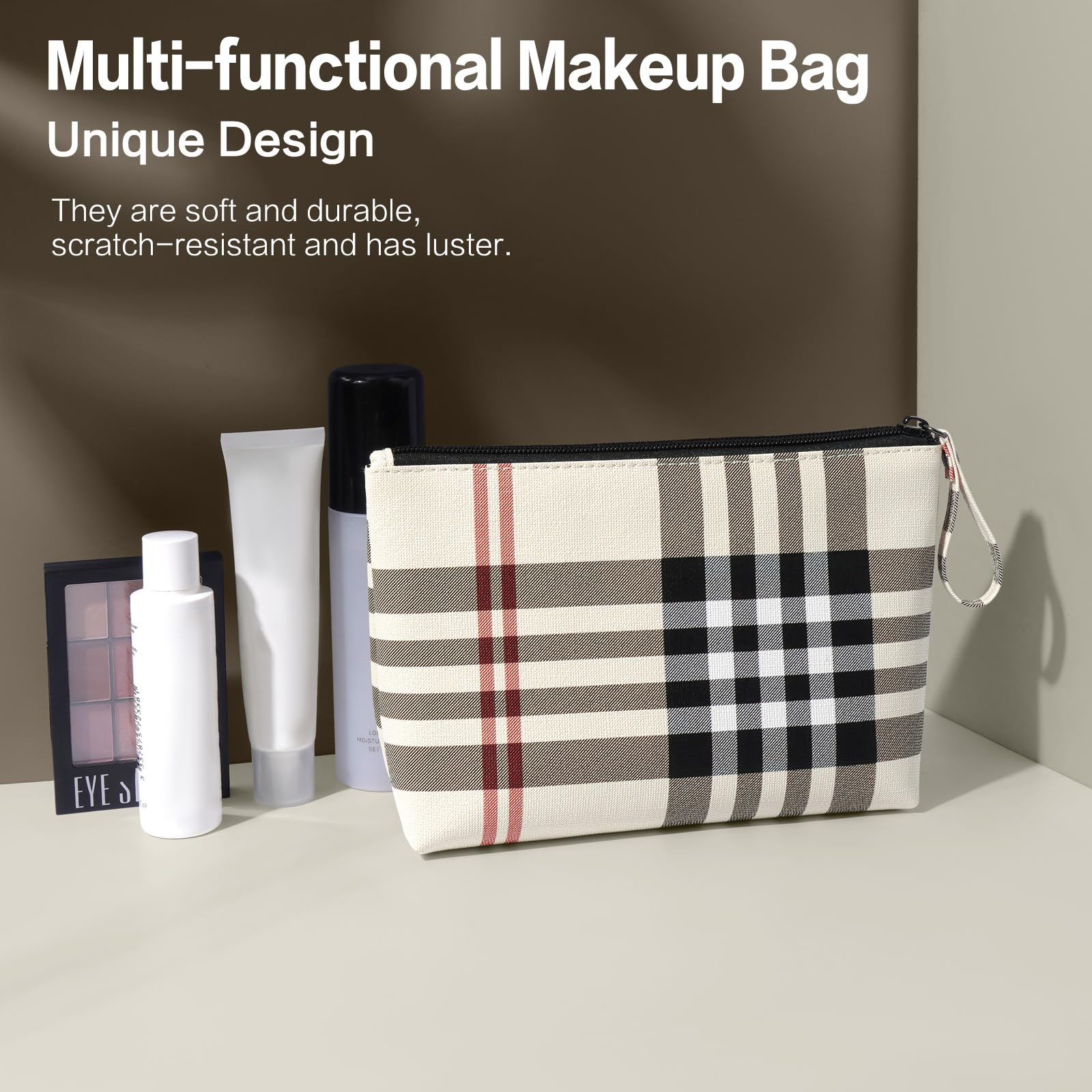 MAANGE bolsa maquillaje con 1 compartimento y 2 bolsillos para organización