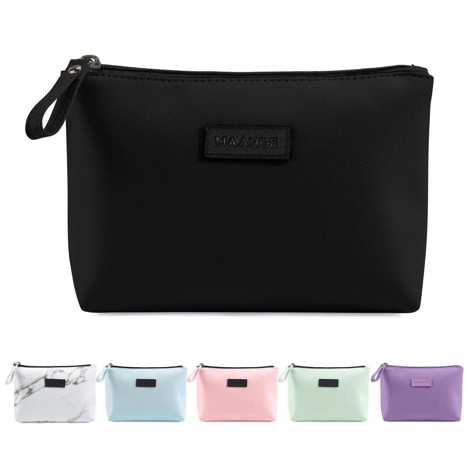 MAANGE bolsa de maquillaje pequeña negra para bolso, ideal para viaje diario.