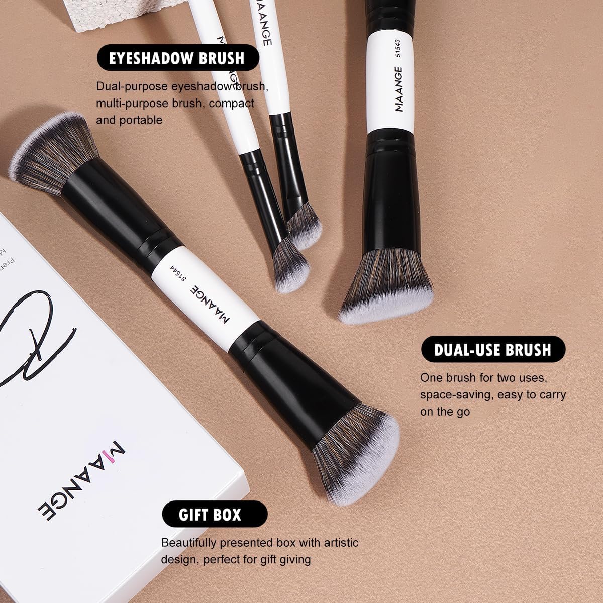 MAANGE brocha base doble extremo para base líquida o crema