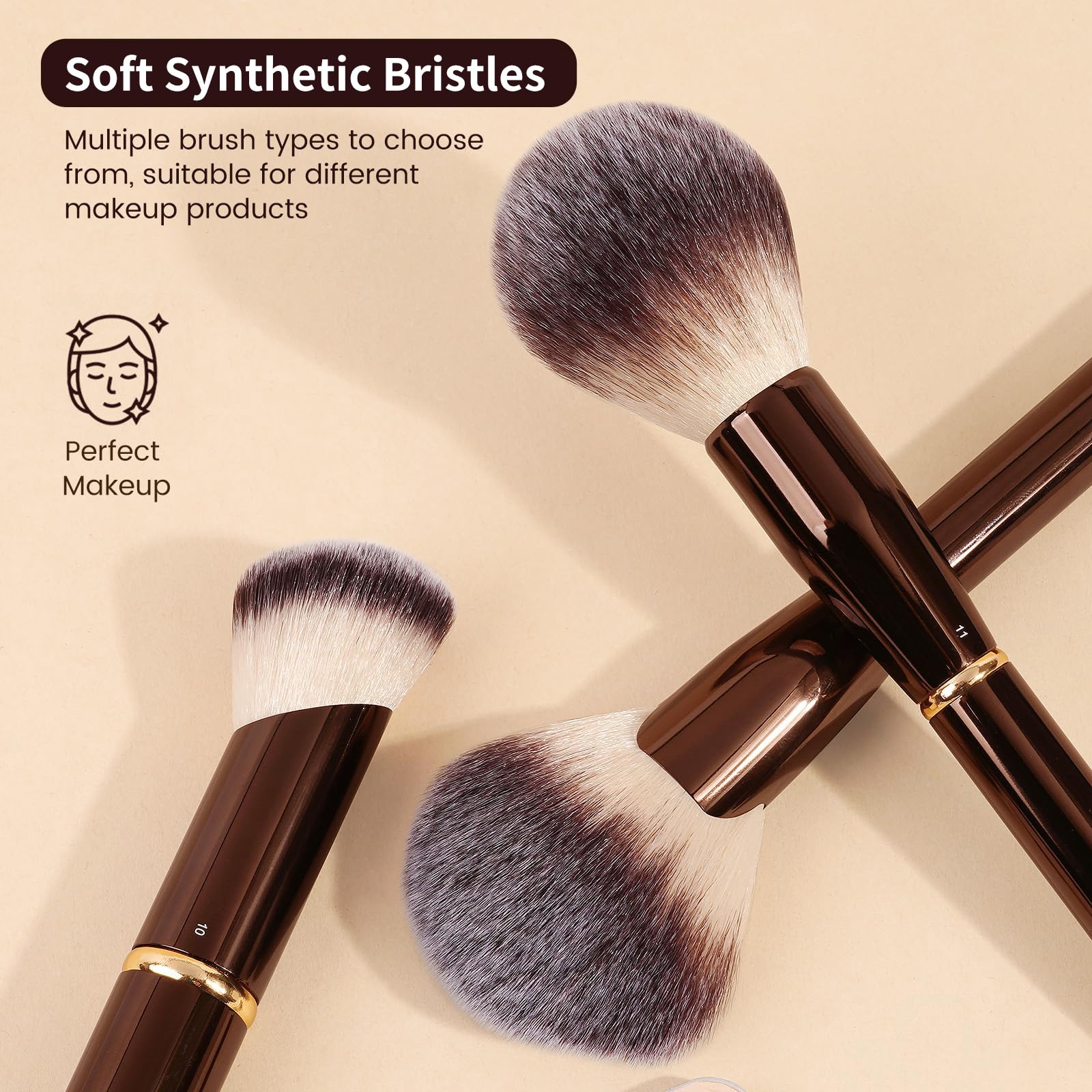 MAANGE brochas con acabado dorado para un toque de lujo.