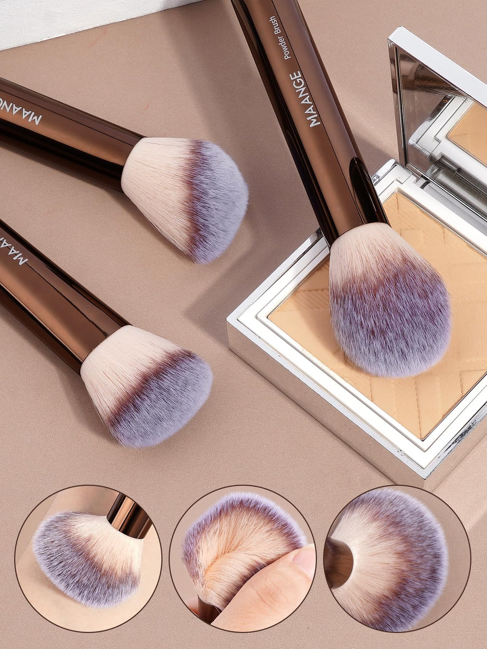 MAANGE brochas con etiquetas en el mango para identificar usos fácilmente.