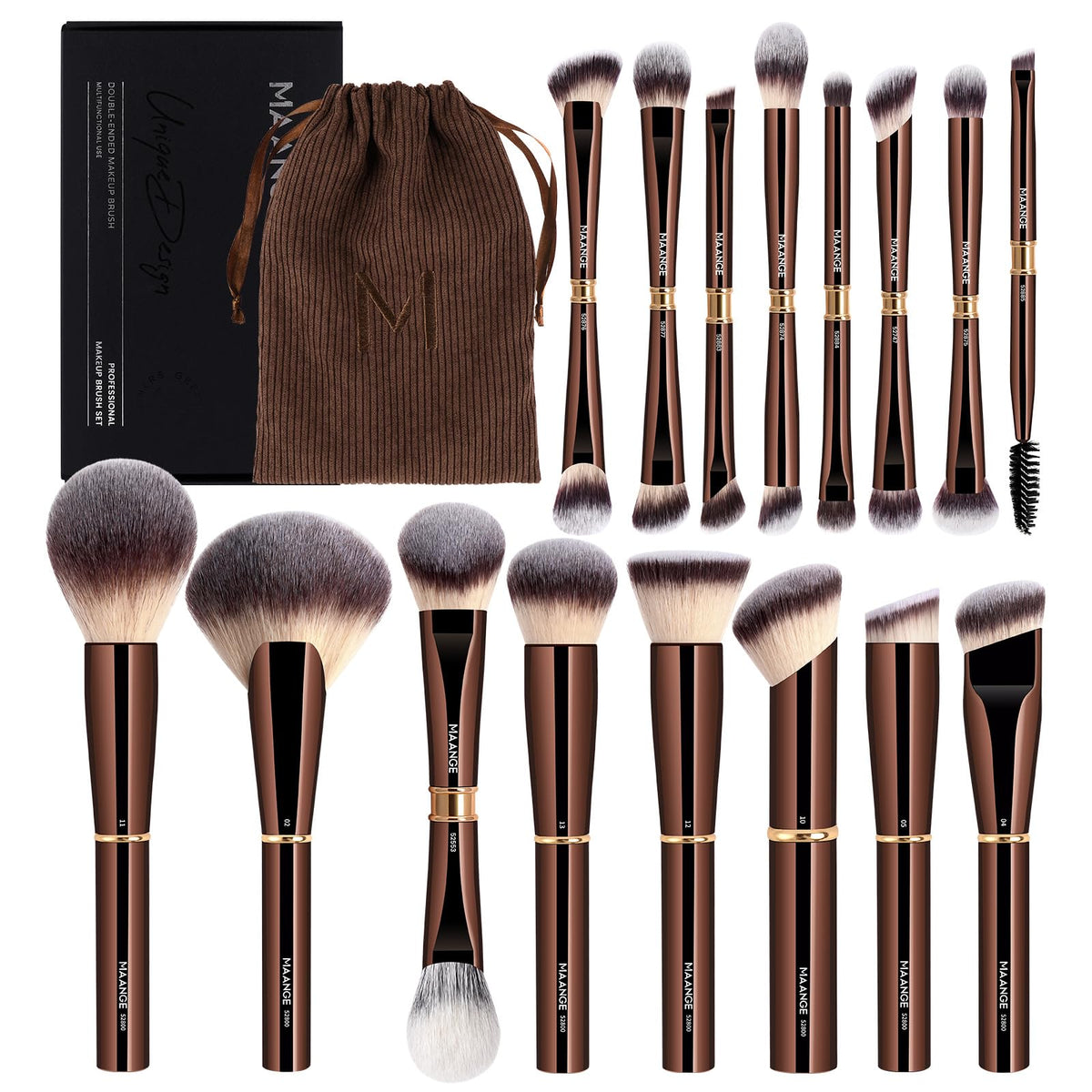 Maange brochas de maquillaje, conjunto completo, para un acabado suave y uniforme.