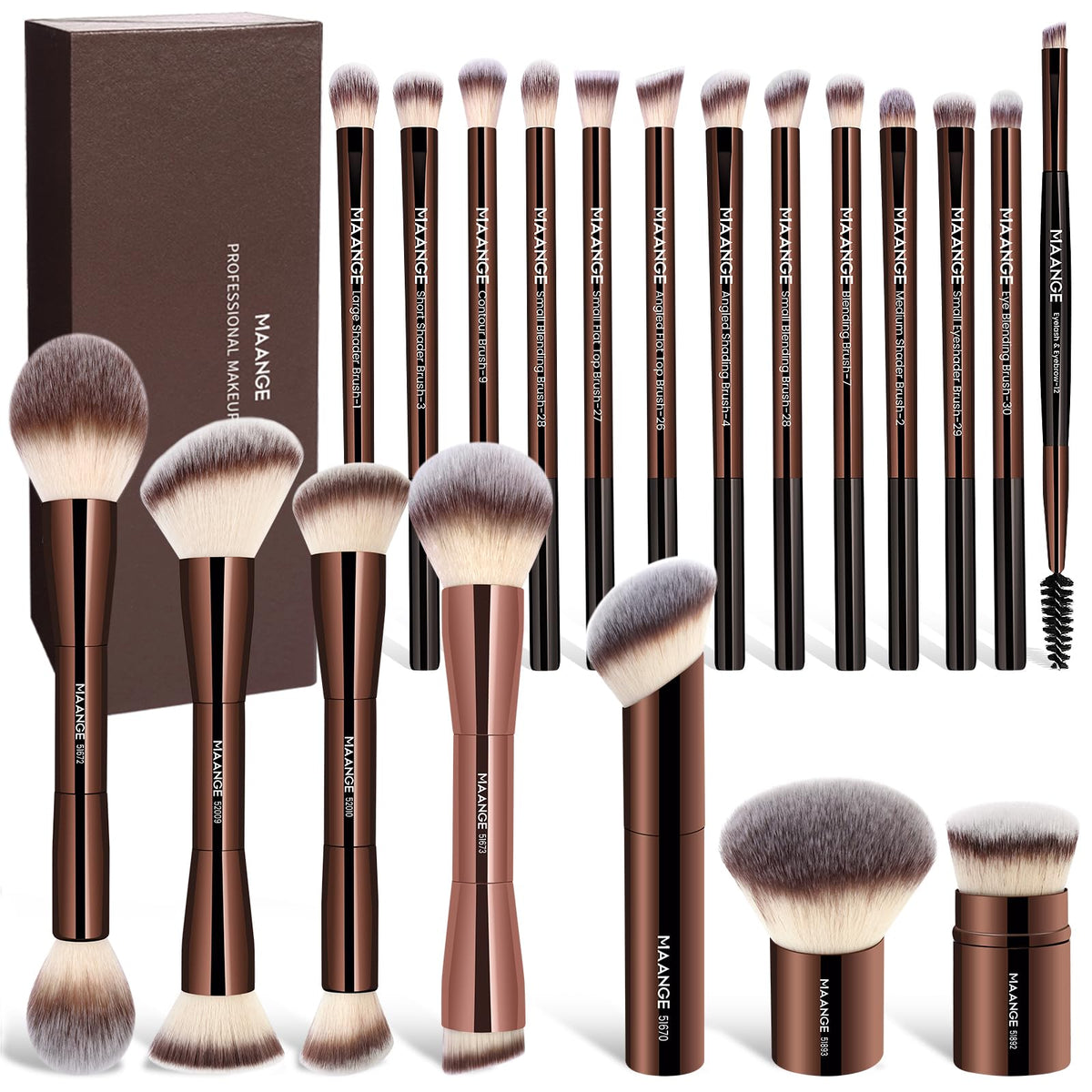MAANGE conjunto de 20 brochas de maquillaje en elegante caja regalo para empezar