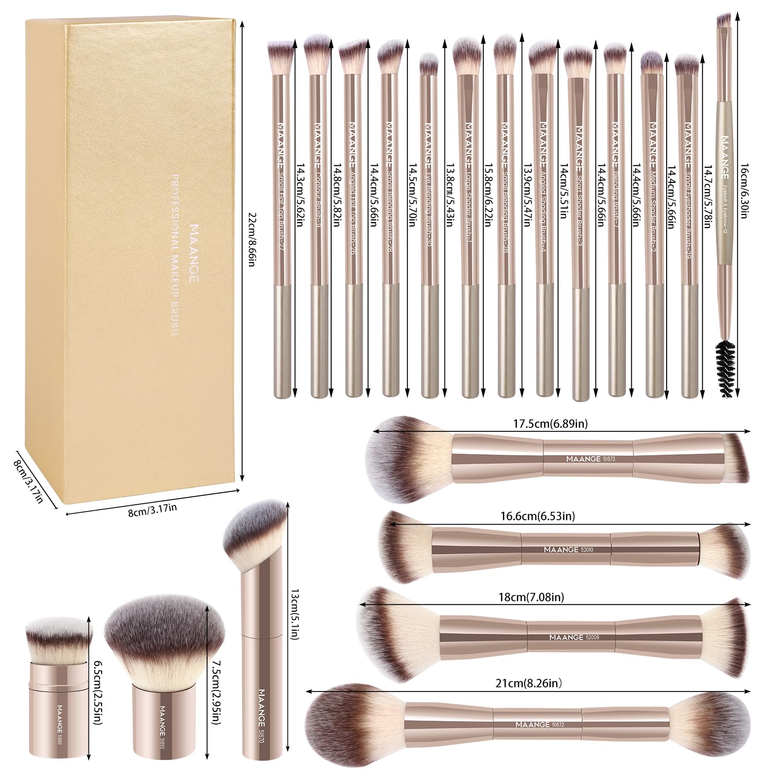 Maange brochas suaves y duraderas para aplicación cómoda.