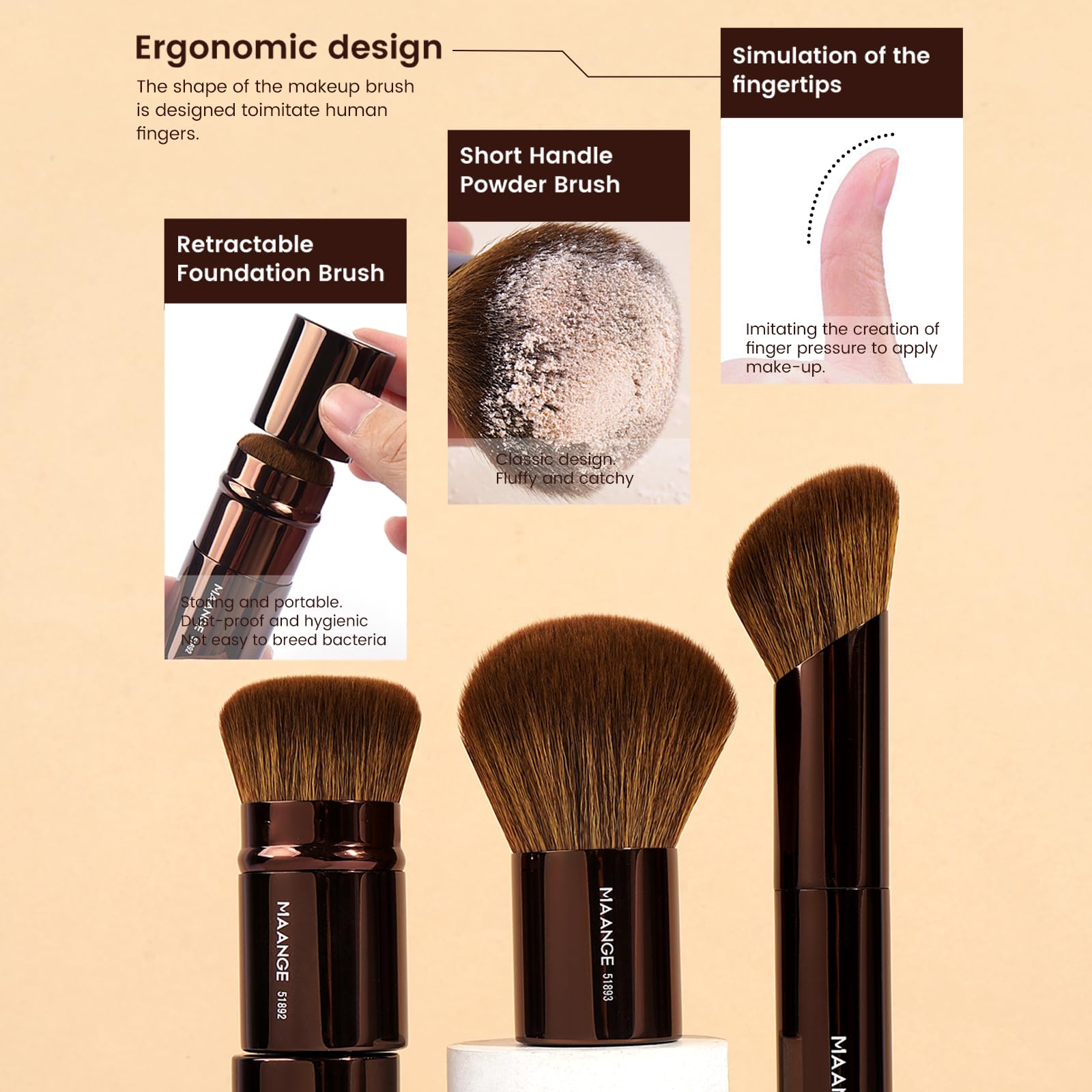 MAANGE pinceles de ojos para sombras con difuminado suave