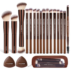 MAANGE set de 19 brochas con estuche para viaje, acabado suave