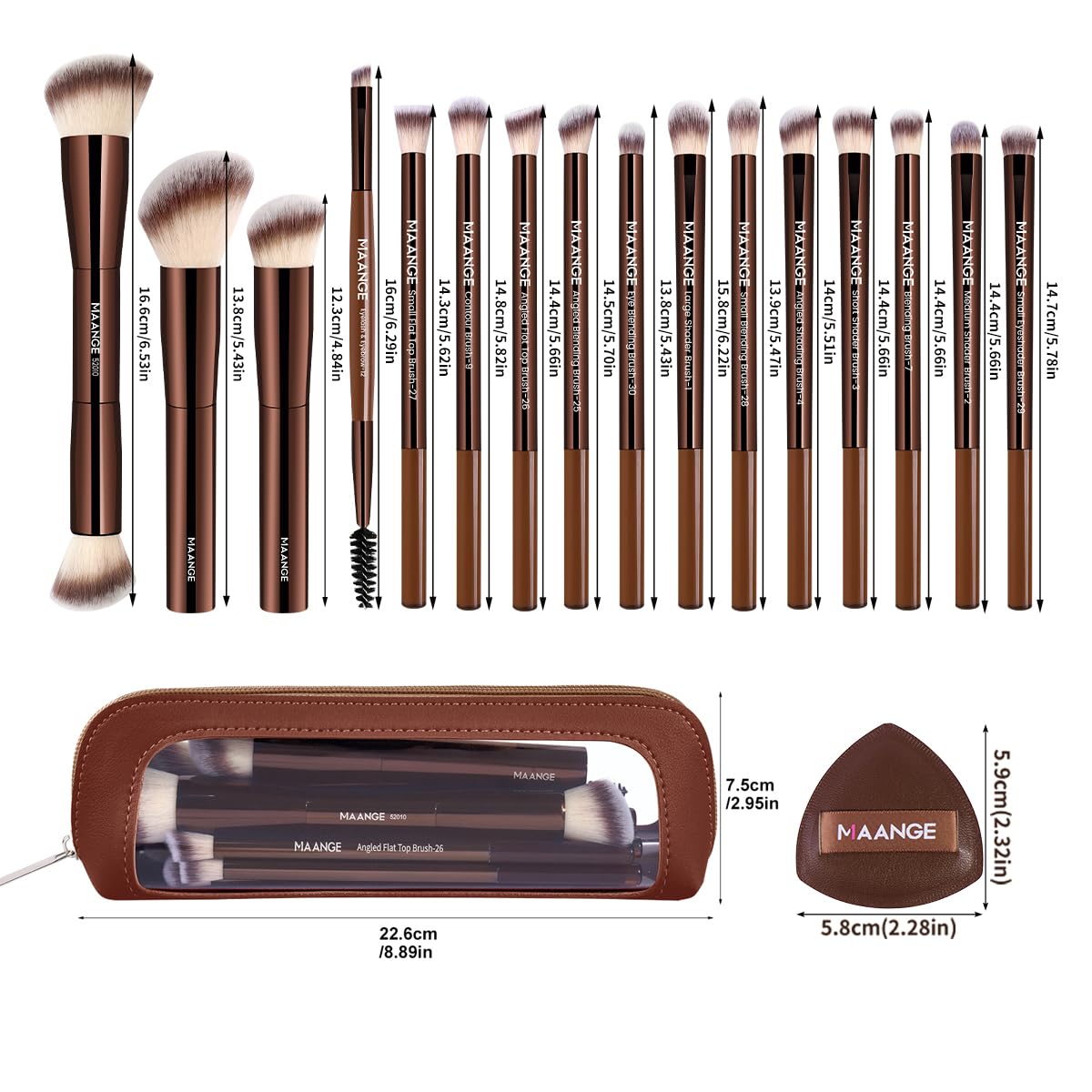 MAANGE set versátil para aplicar base, sombras y rubor