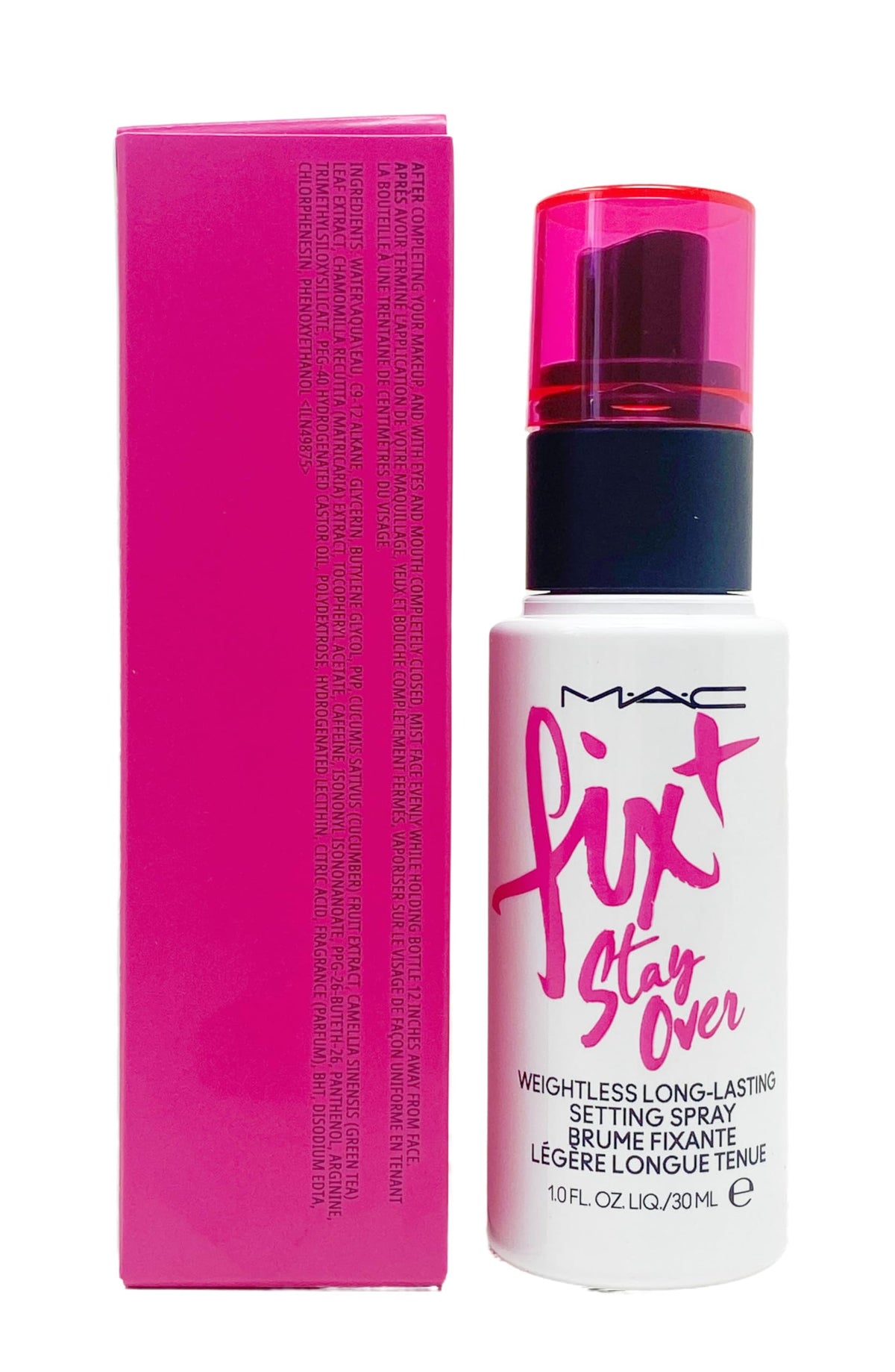 MAC Fix + Stay Over pulverizador fijador ligero para sellar el maquillaje y proteger contra la contaminación.