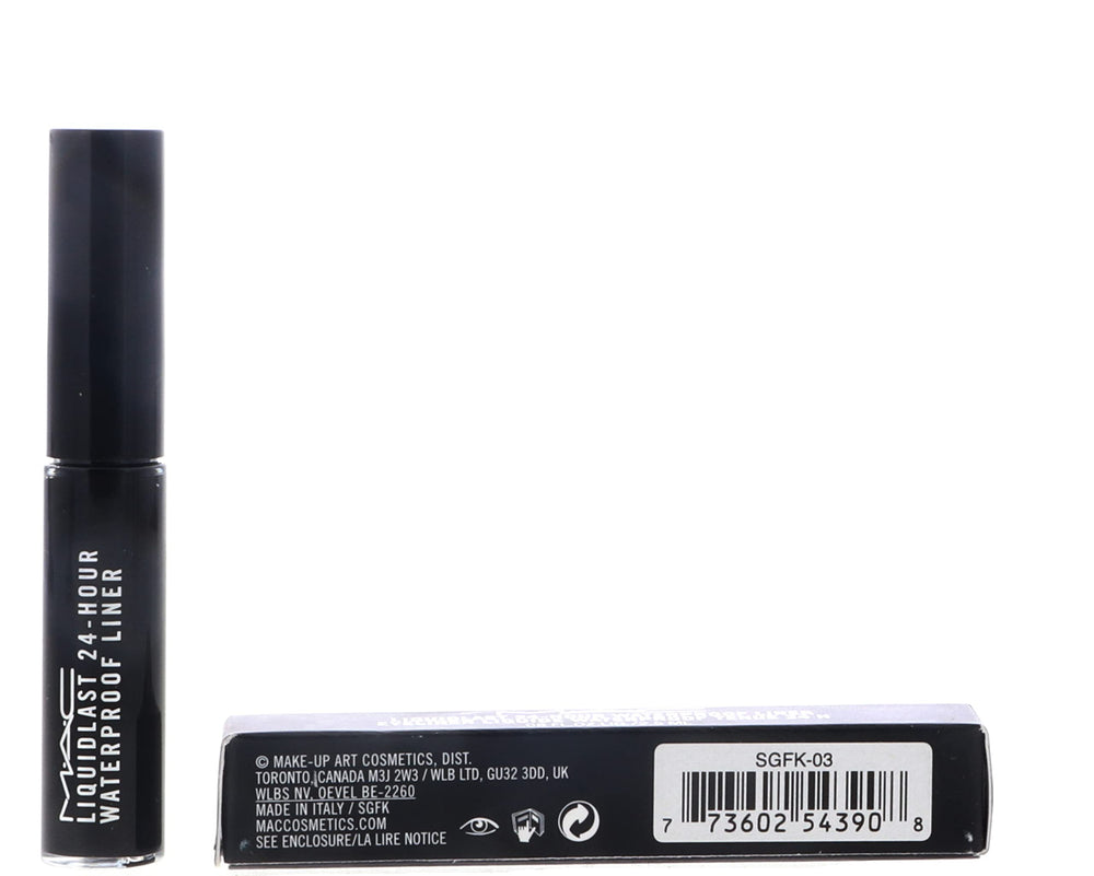 MAC Liquidlast Point Black emballage sans boîte, pratique et prêt à être utilisé.