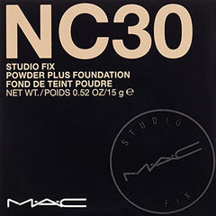 MAC Studio Fix Polvo Base NC30 en estuche compacto, aplicación rápida y práctica