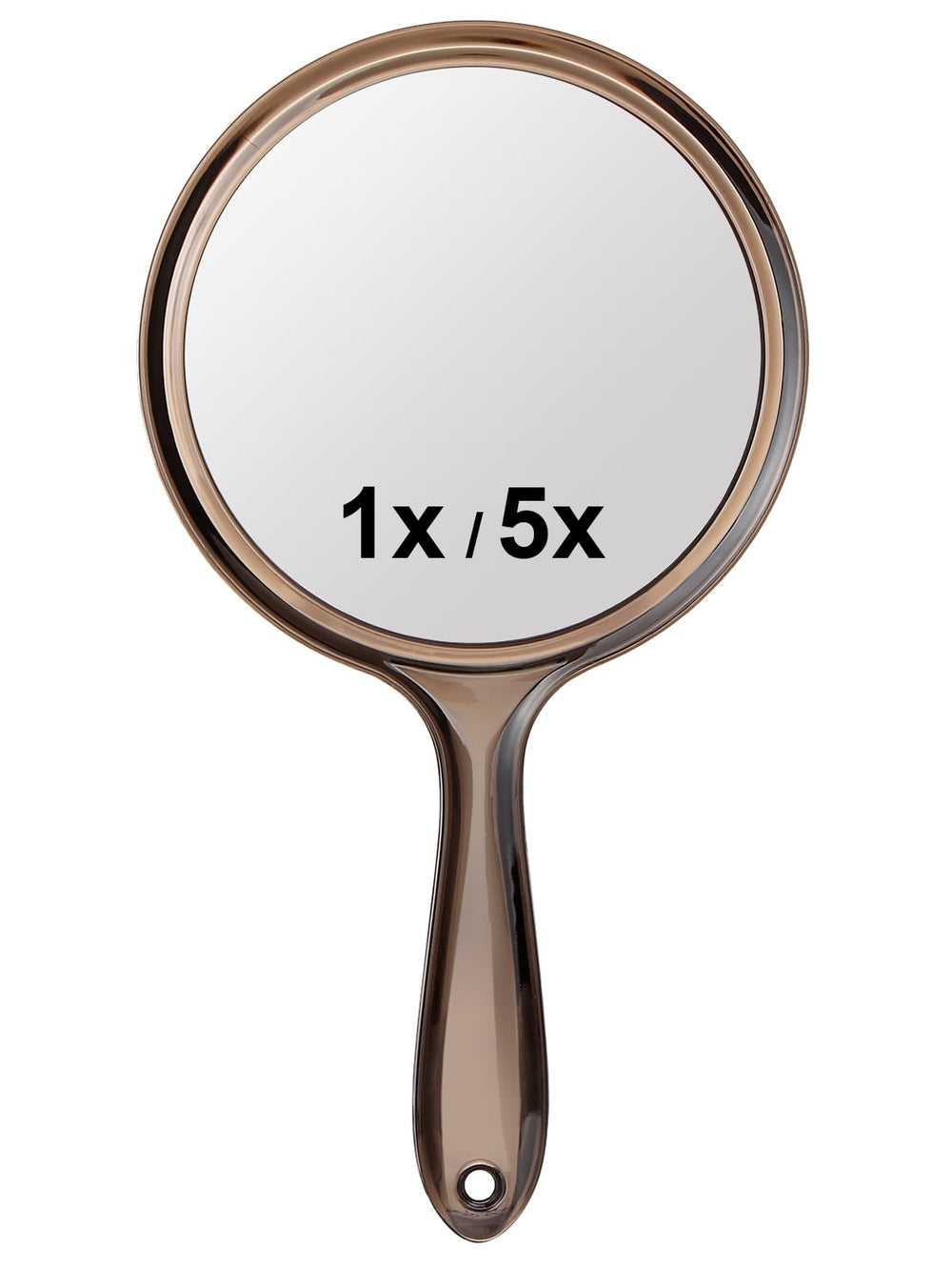 Macaki espejo de mano, doble cara 1x y 5x para maquillaje detallado.