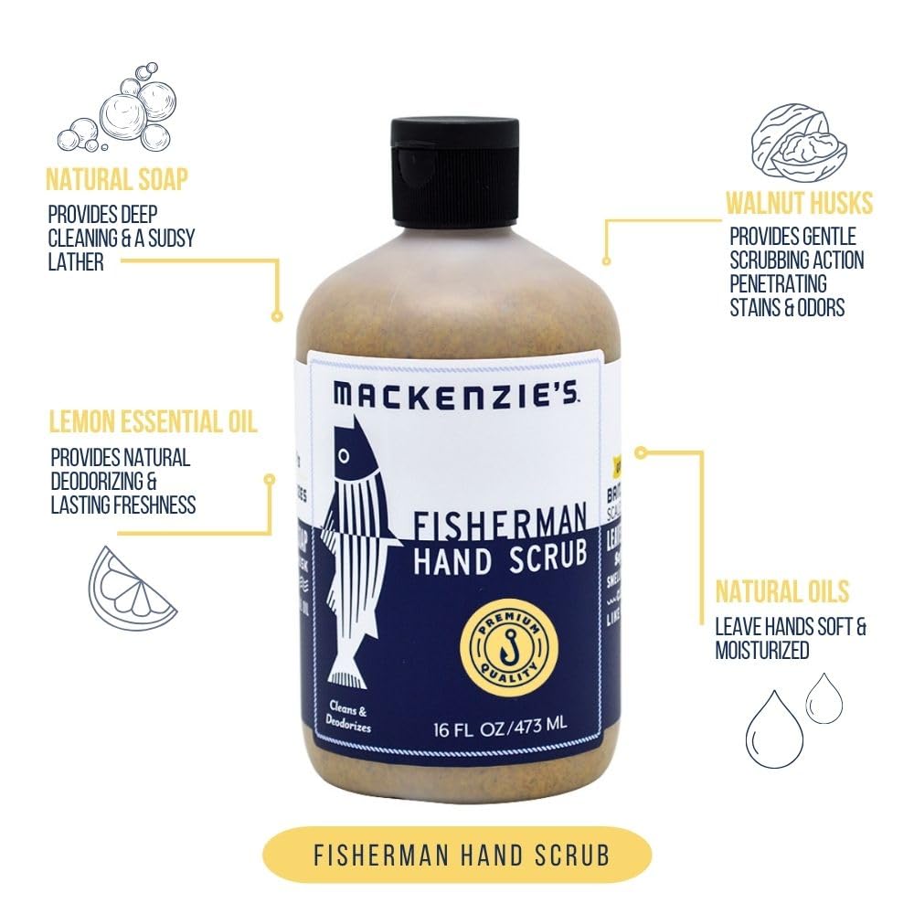 MACKENZIE'S Fisherman Hand Scrub, ingredientes naturales, limpieza suave de la piel