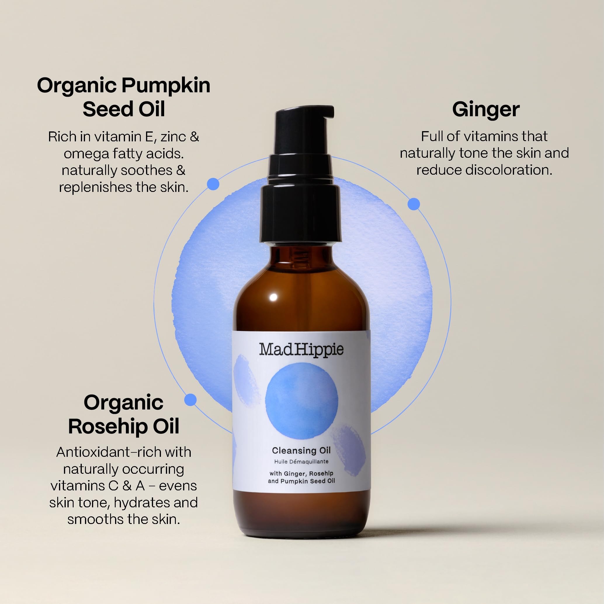 Mad Hippie Aceite Nutritivo Piel Seca: hidratación profunda durante la limpieza.