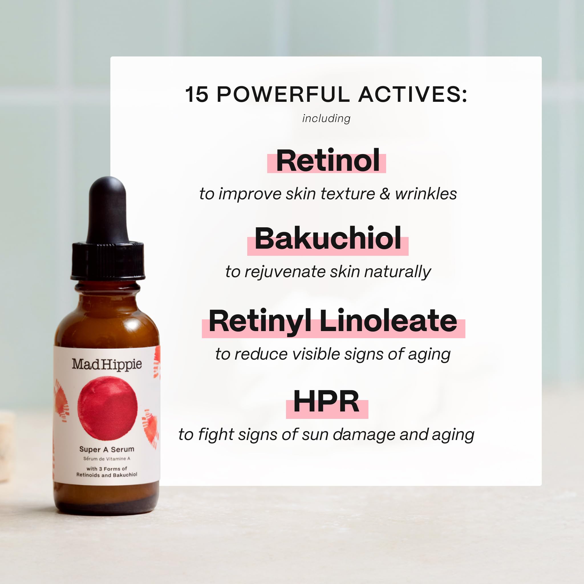 Mad Hippie Super A Serum, aplicación en rostro, deja hidratación y suavidad.
