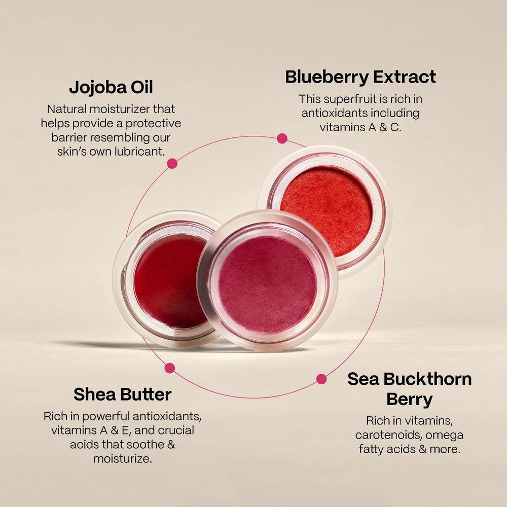 Ingredientes nutritivos de Mad Hippie Plum: jojoba y karité para cuidado suave.