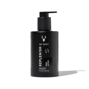 Mad Rabbit Replenish loción corporal sin fragancia para piel suave.