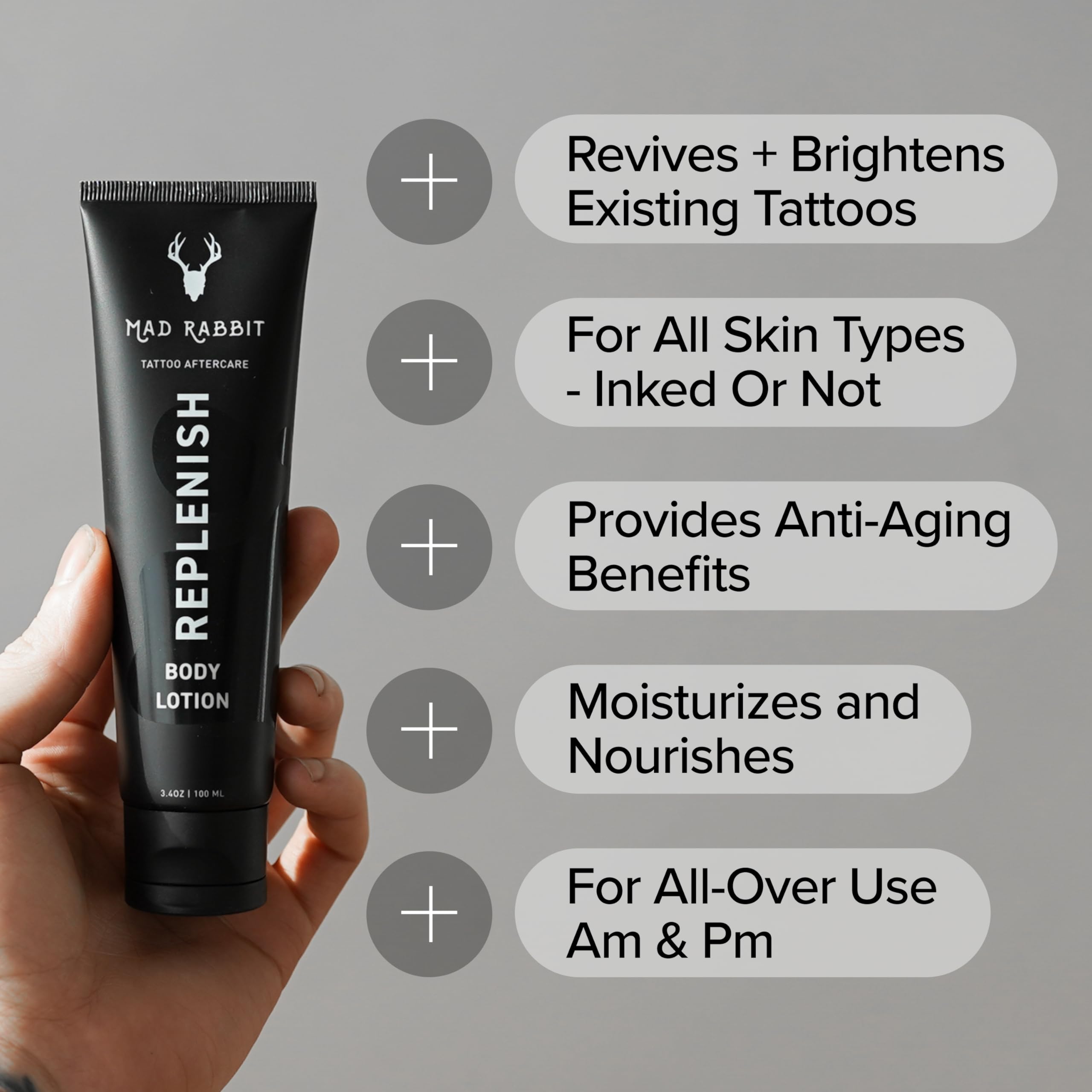 Mad Rabbit Replenish: aplicación suave tras tatuaje.