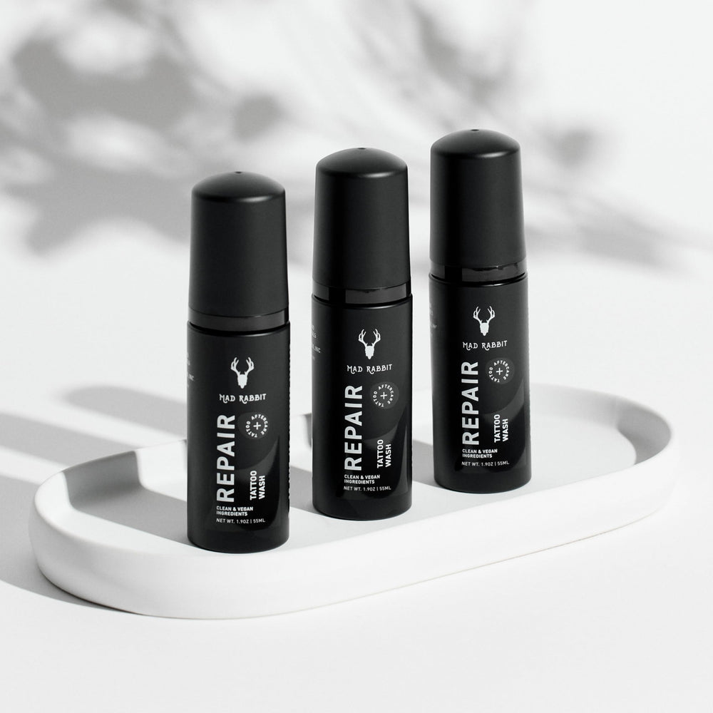 Mad Rabbit limpieza delicada para tatuajes recién hechos en cualquier zona.