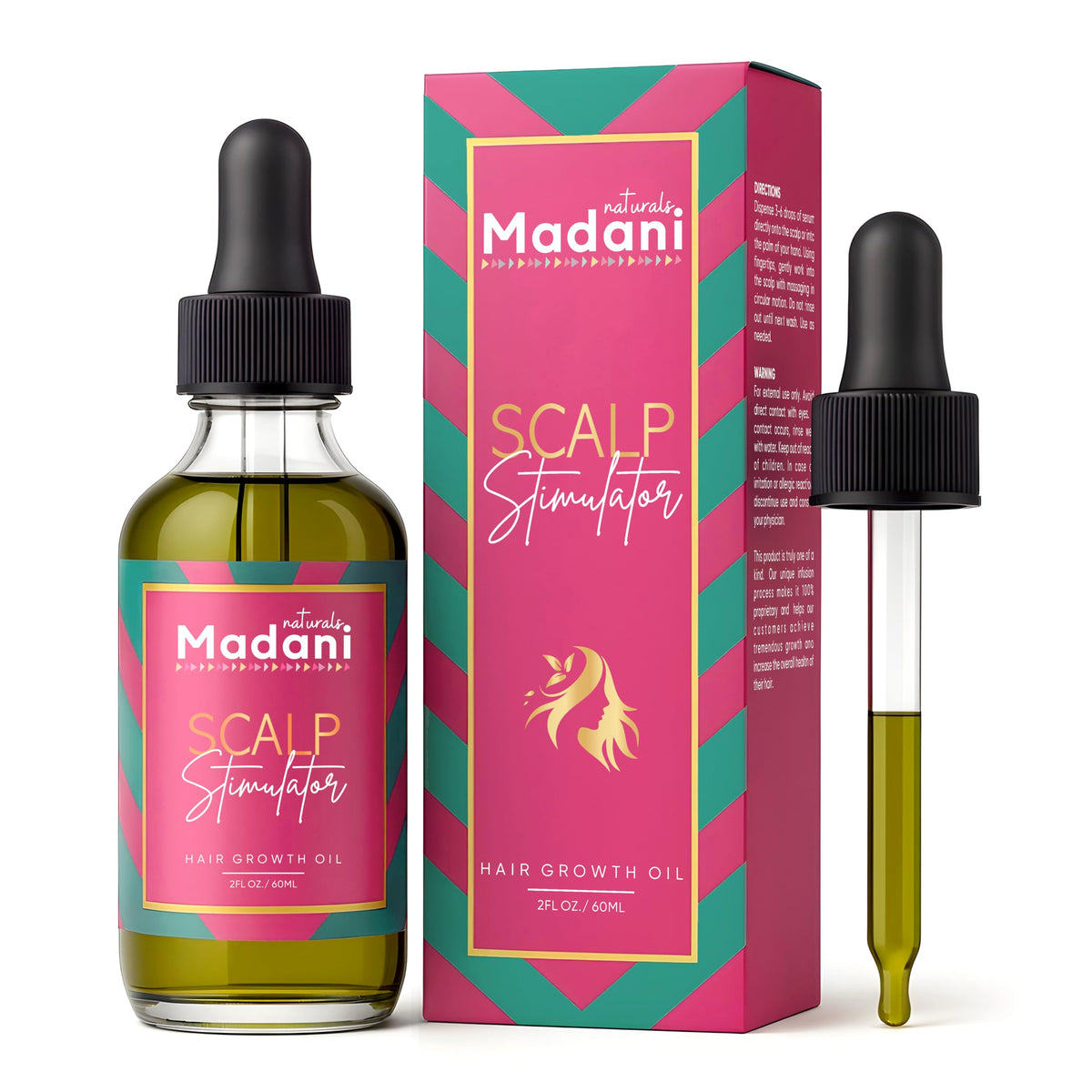 Madani Naturals Aceite Estimulante Cabello Frasco: estimula crecimiento y nutrición capilar
