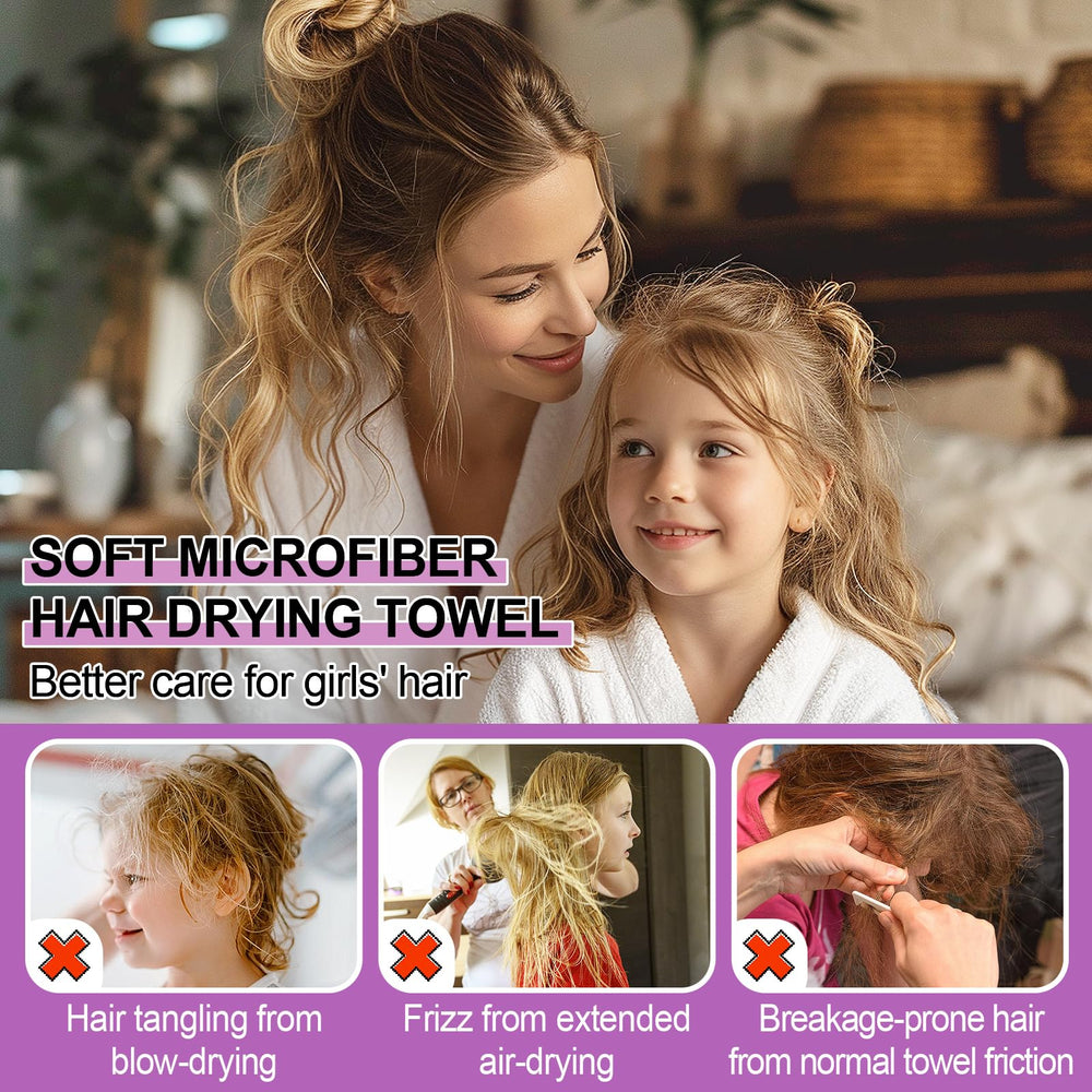 MADHOLLY turbante microfibra para cabello de niñas, reduce encrespamiento