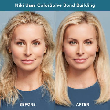 Aplicación de Colorsolve en cabello para reparación suave.