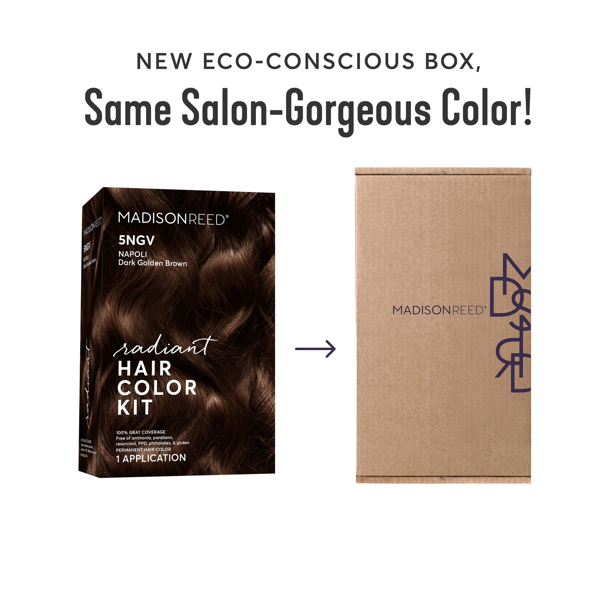 Crema colorante Madison Reed Radiant para color duradero y natural.
