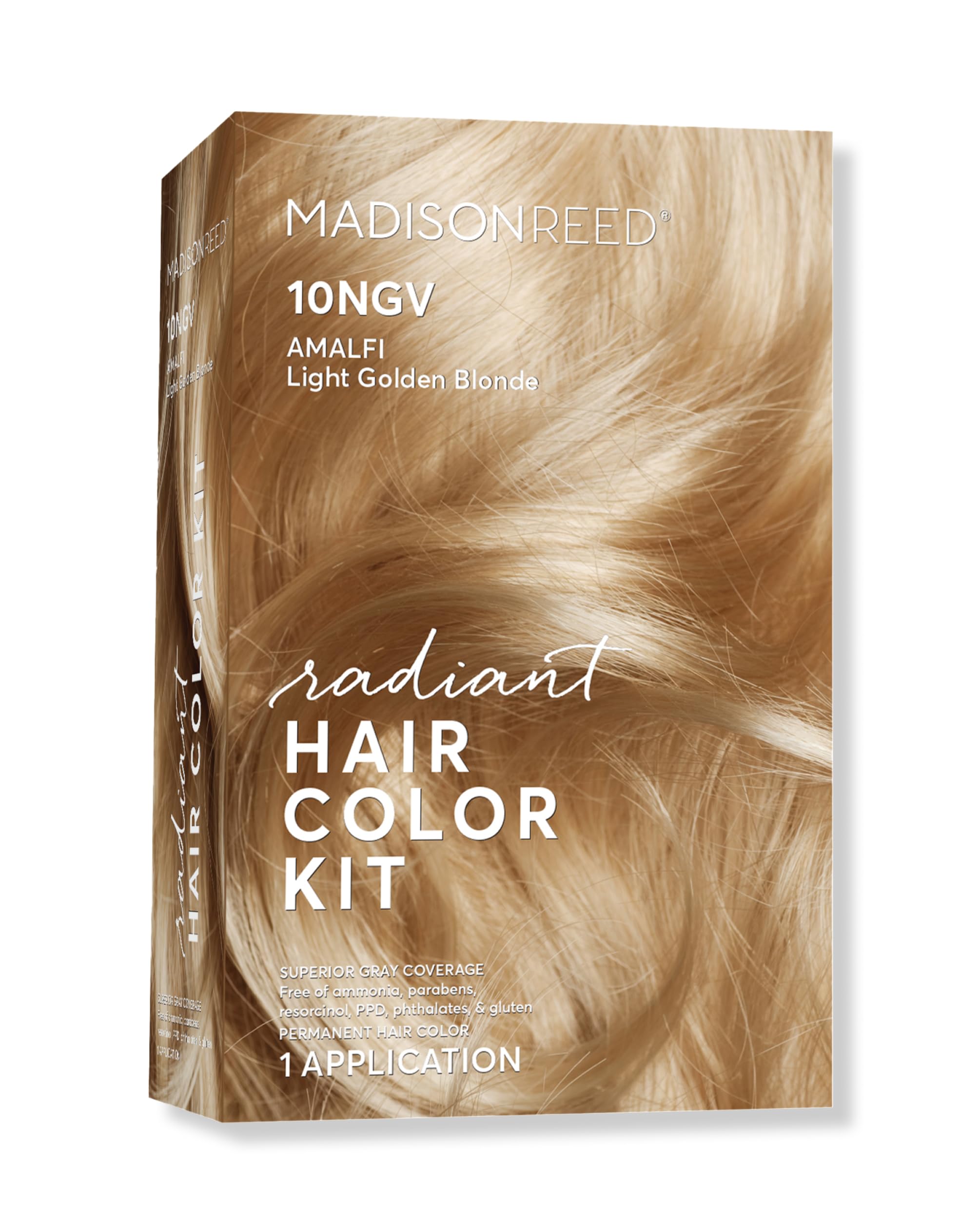 Madison Reed Radiant Color Kit Amalfi Blonde: caja lista para aplicar y cobertura total de canas.