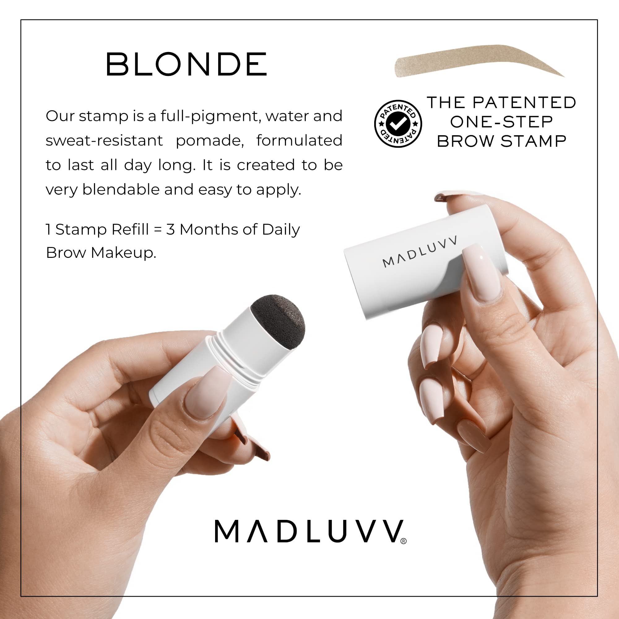 MADLUVV Brow Stamp Refill tono rubio para cejas densas y definidas.