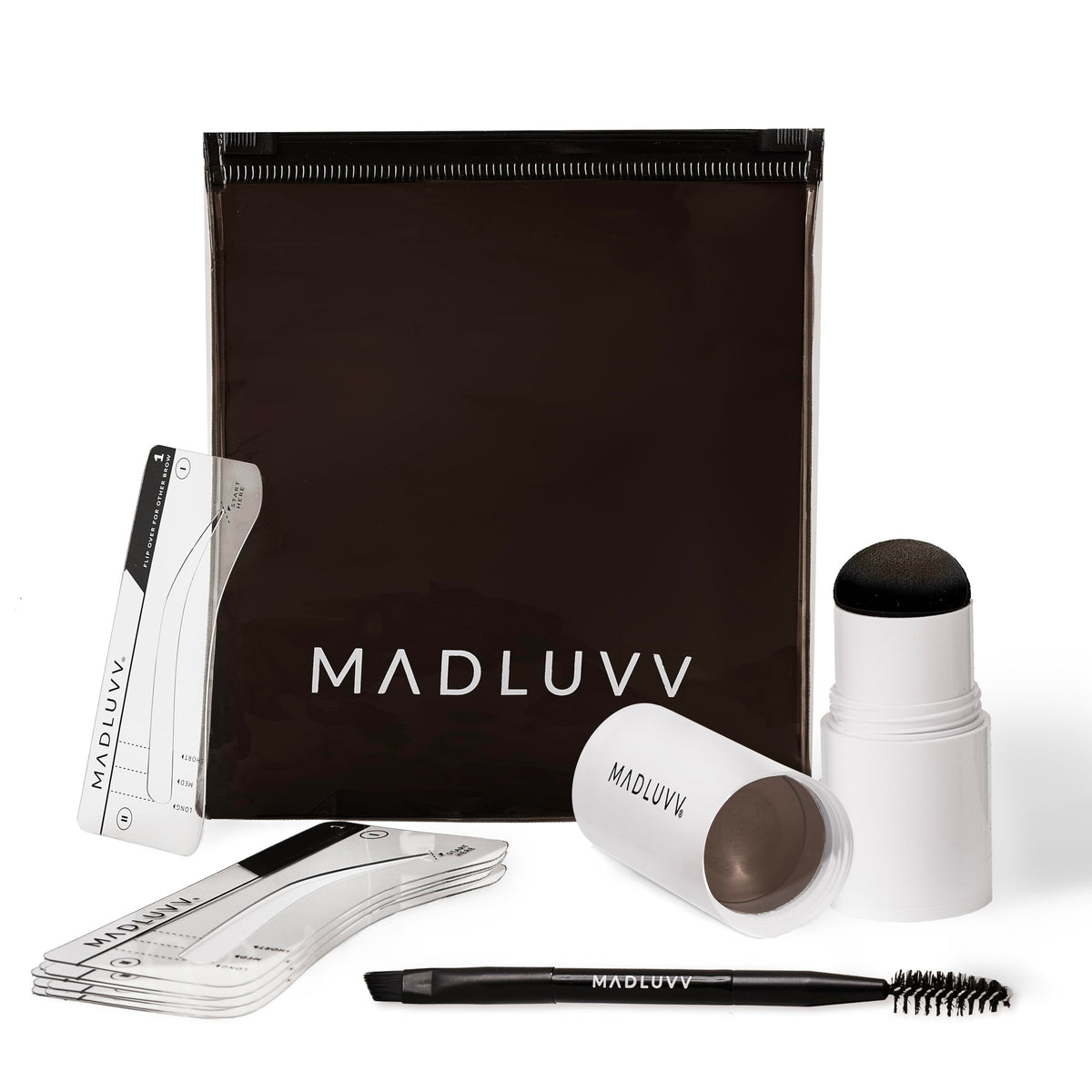 MADLUVV kit sello cejas con 9 formas para un aspecto natural y rápido.